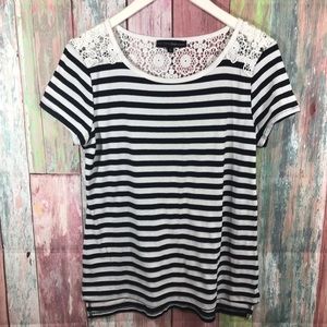 Yuni los angele laced striped Top